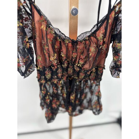 Free People Dottie Lace Off Shoulder Flutter Sleeve Top Womens Size XS - Picture 5 of 12